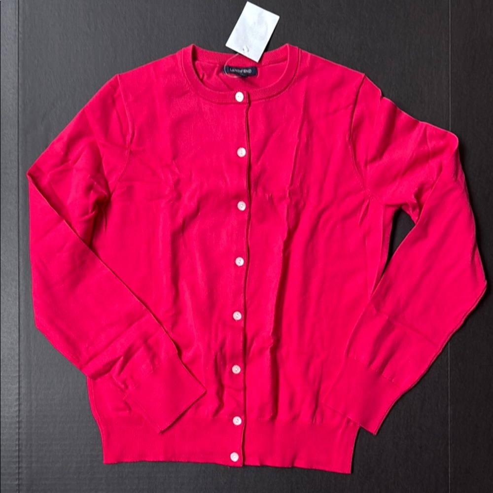 Lands' End Women's Pink Cardigan Sweater